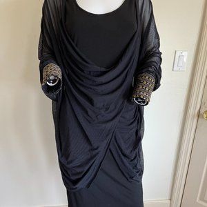 Jovani black dress with gold metallic cuff